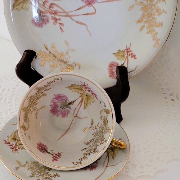 Bareuther Bavaria Porcelain | Tea Set | Cup, Saucer & Plate | Gilded Floral - Picture 3 of 14